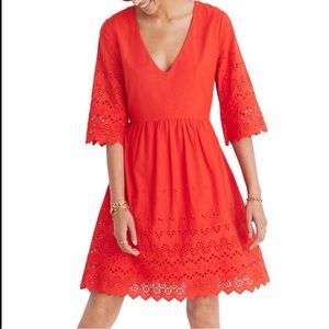 Madewell Red Eyelet Lace Dress